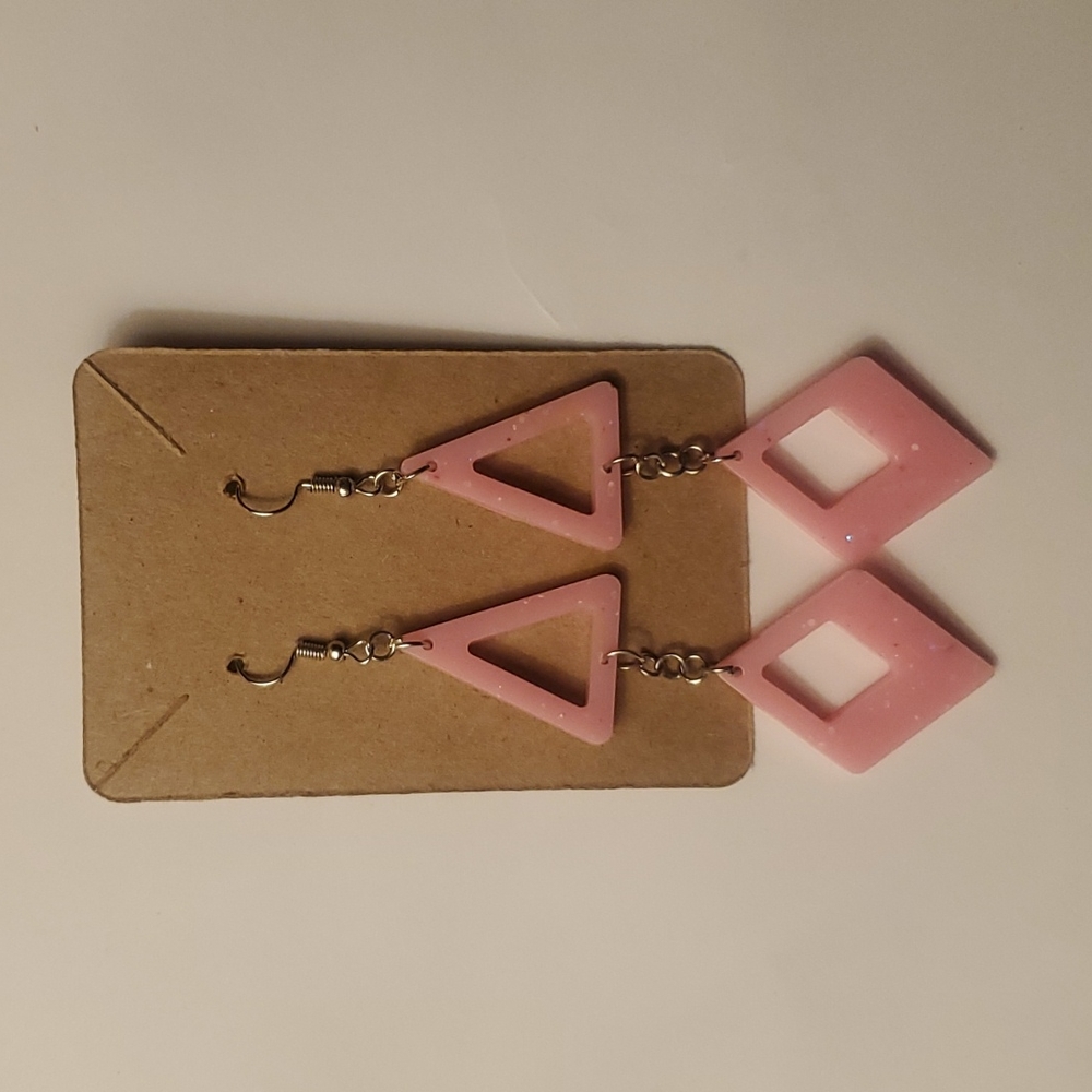 Handmade resin pink dangle earrings